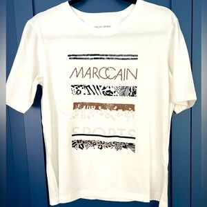 Marc Cain Ivory T-Shirt size small. Embroidered and sequined! 100% cotton.
